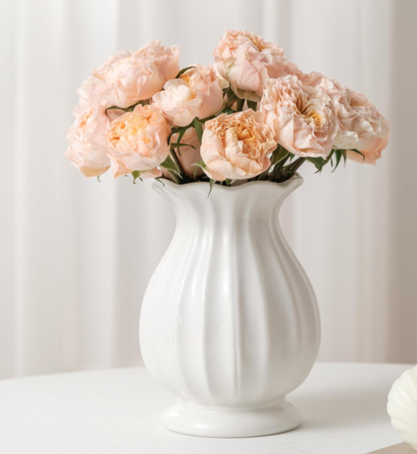 White Ceramic Vase – Modern Floral Decor